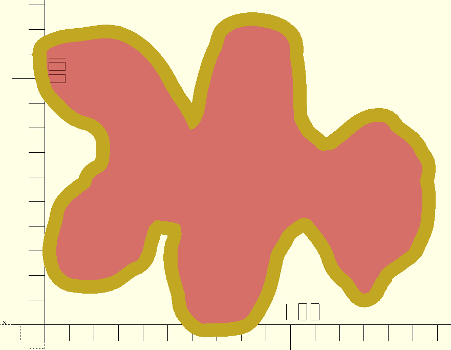 external part (yellow) with subtraction of internal one (red)