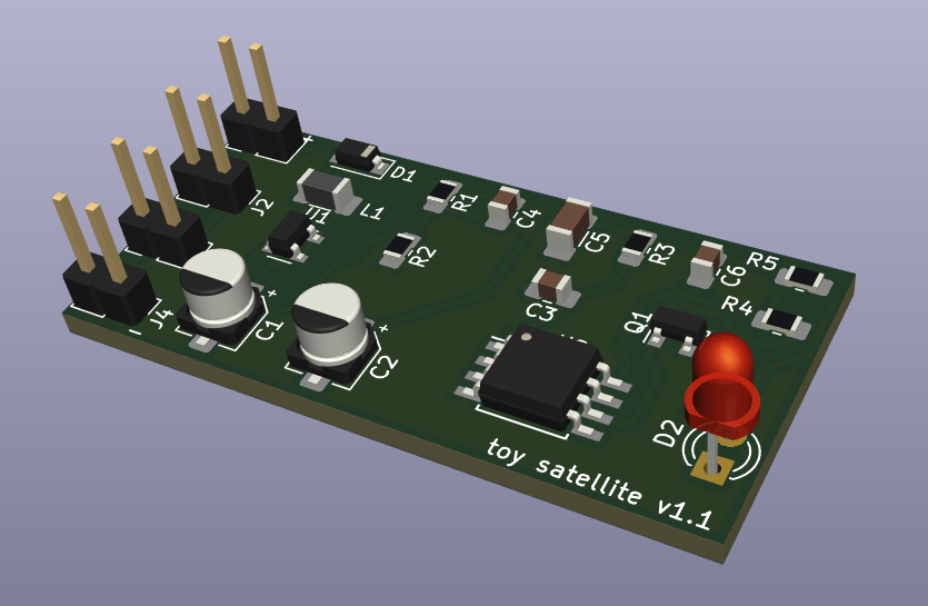 KiCad 3D visualization of PCB