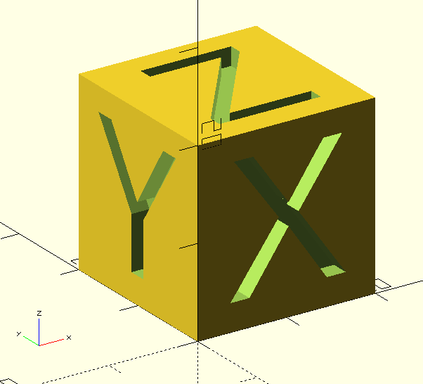 3D calibration cube in OpenSCAD