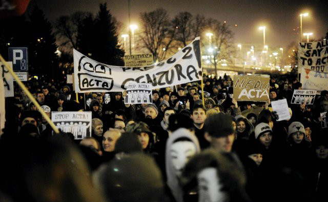 stop ACTA - manifestation in Wrocław; image found on the net
