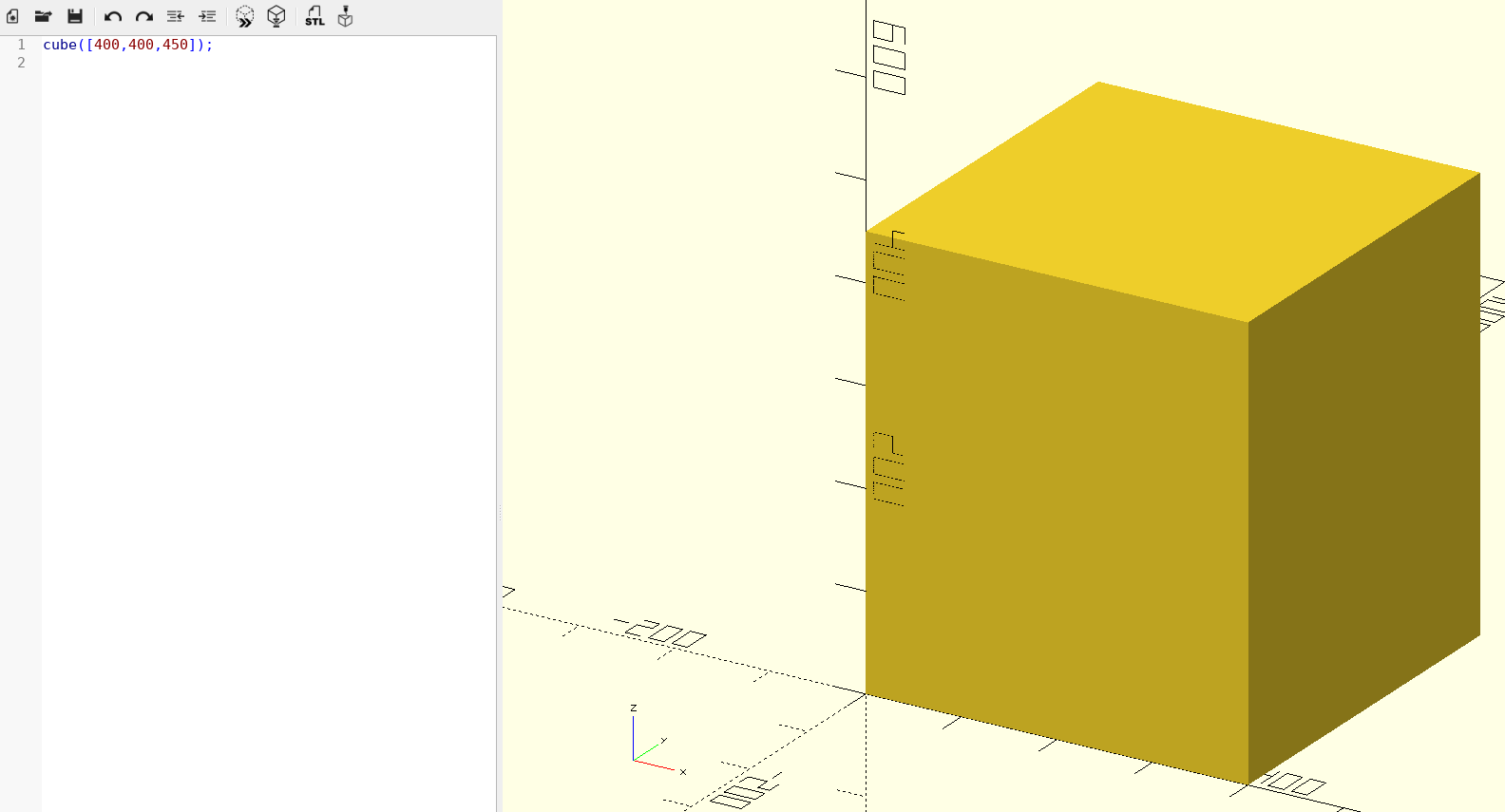 full-size cube in OpenSCAD